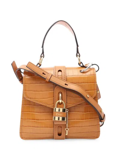 Pre-owned Chloé 2010s Aby Croc-embossed Handbag In Neutral