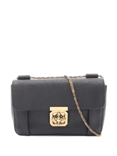 Pre-owned Chloé 2010s Elsie Chain-strap Leather Crossbody Bag In Black