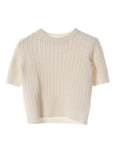 Pre-owned Chloé 2010s Faux-pearl-embellished T-shirt In Neutrals