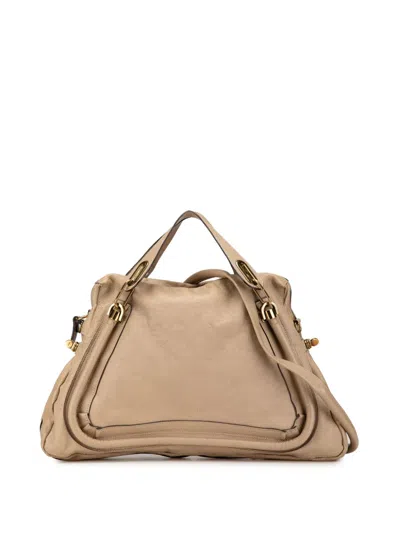 Pre-owned Chloé 2012 Large Leather Paraty Satchel In Brown