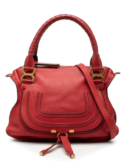 Pre-owned Chloé 2012 Medium Leather Marcie Satchel In Red