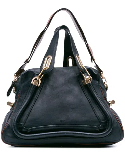 Pre-owned Chloé 2012 Medium Leather Paraty Satchel In Blue