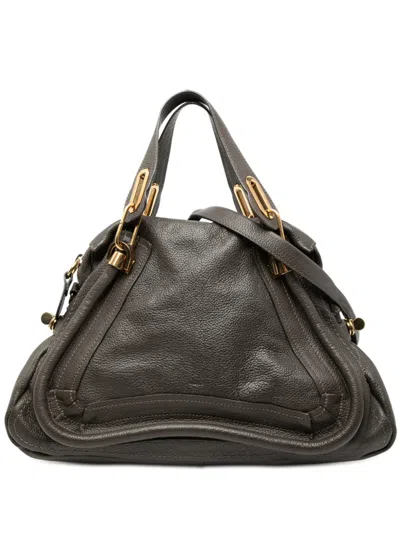 Pre-owned Chloé 2012 Medium Leather Paraty Satchel In Gray