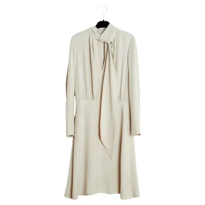Pre-owned Chloé 2012 Robe Fr40 Chalk Crepe Tie Dress Uk12 Us10 Chloe In White
