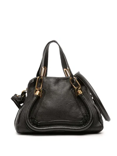 Pre-owned Chloé 2012 Small Pebbled Leather Paraty Satchel In Black