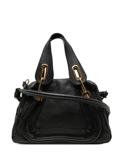 Pre-owned Chloé 2012 Small Pebbled Leather Paraty Satchel In Black