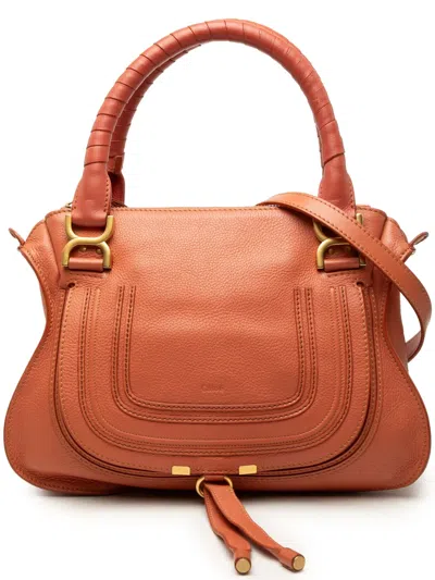 Pre-owned Chloé 2013 Medium Leather Marcie Satchel In Orange