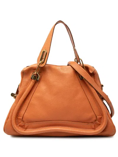 Pre-owned Chloé 2013 Medium Leather Paraty Satchel In Orange