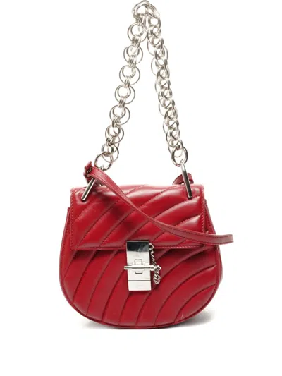 Pre-owned Chloé 2014-2025 Drew Bijou Quilted Cross Body Bag In Red
