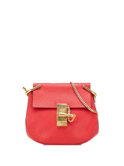 Pre-owned Chloé 2014 Small Leather Drew Crossbody Bag In Red