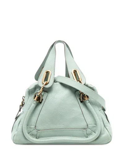 Pre-owned Chloé 2014 Small Leather Paraty Satchel In Green