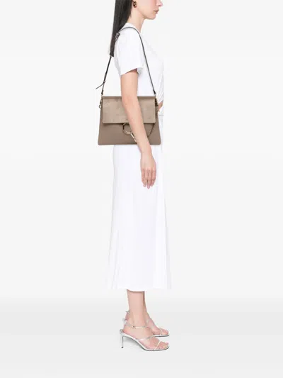 Pre-owned Chloé 2015-2025 Medium Calfskin And Suede Faye Crossbody Bag In Brown
