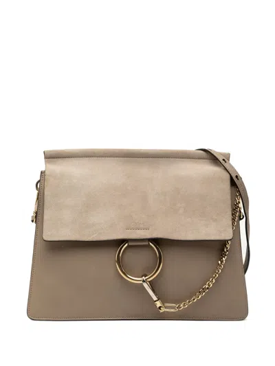 Pre-owned Chloé 2015 Medium Calfskin And Suede Faye Crossbody Bag In Brown