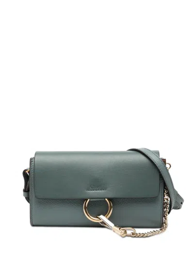 Pre-owned Chloé 2015 Mini Calfskin Faye Crossbody Bag In Blue