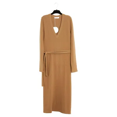 Pre-owned Chloé 2015 Robe Fr38 Maxi Camel Wool Knit Dress And Belt Uk10 Us8 New Chloe In Brown