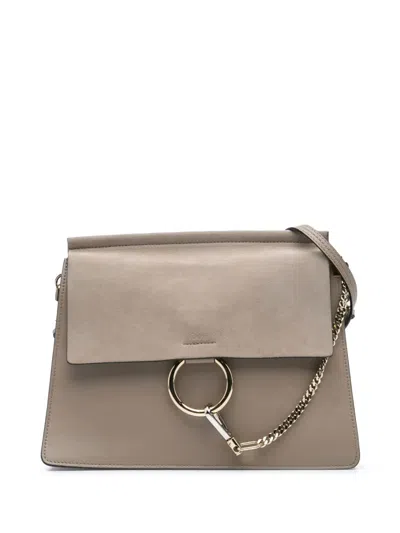 Pre-owned Chloé 2016 Medium Calfskin And Suede Faye Crossbody Bag In Brown
