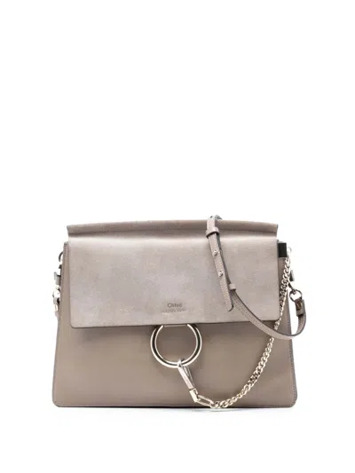 Pre-owned Chloé 2016 Medium Leather Faye Shoulder Bag In Gray