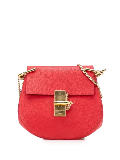 Pre-owned Chloé 2016 Small Drew Leather Crossbody Bag In Red