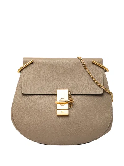 Pre-owned Chloé 2016 Small Grained Calfskin Drew Crossbody Bag In Brown