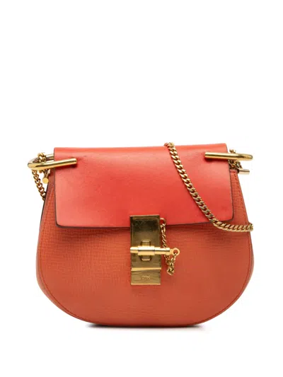 Pre-owned Chloé 2016 Small Leather Drew Crossbody Bag In Orange