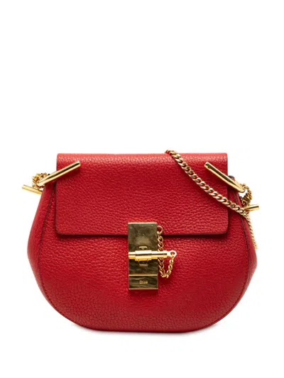 Pre-owned Chloé 2016 Small Leather Drew Crossbody Bag In Red