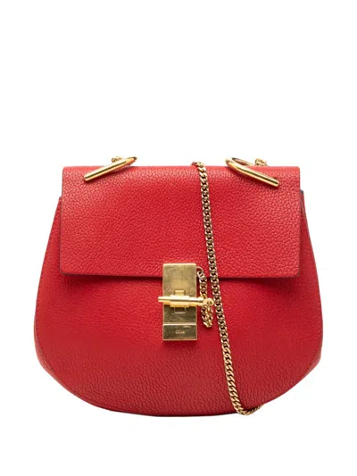 Pre-owned Chloé 2016 Small Leather Drew Crossbody Bag In Red