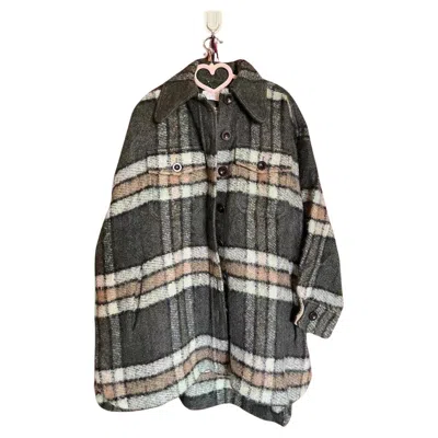 Pre-owned Chloé 2017 Fall/winter Green Mohair Plaid Coat Oversized Fit Size S