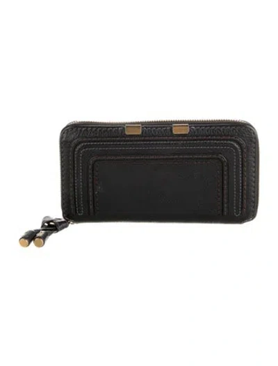 Pre-owned Chloé 2017 Marcie Continental Wallet In Black