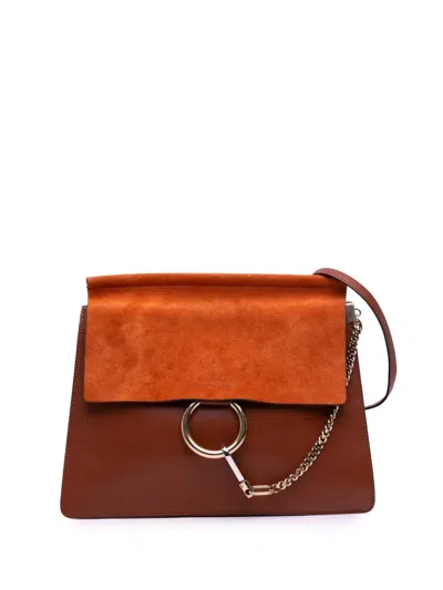 Pre-owned Chloé 2017 Medium Calfskin And Suede Faye Crossbody Bag
