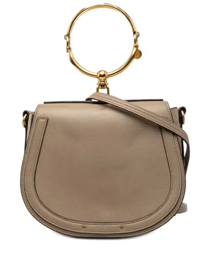 Pre-owned Chloé 2017 Medium Leather Nile Bracelet Satchel In Brown