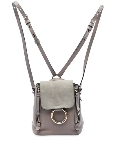 Pre-owned Chloé 2017 Mini Calfskin And Suede Faye Backpack In Brown