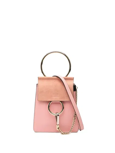 Pre-owned Chloé 2017 Mini Calfskin And Suede Faye Bracelet Bag Satchel In Pink
