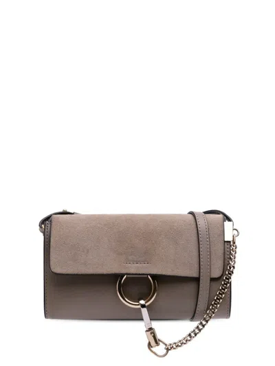 Pre-owned Chloé 2017 Mini Calfskin And Suede Faye Chain Crossbody Bag In Brown