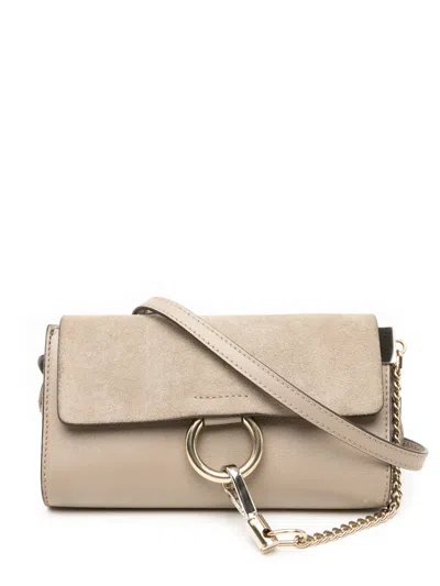 Pre-owned Chloé 2017 Mini Calfskin And Suede Faye Chain Crossbody Bag In Brown