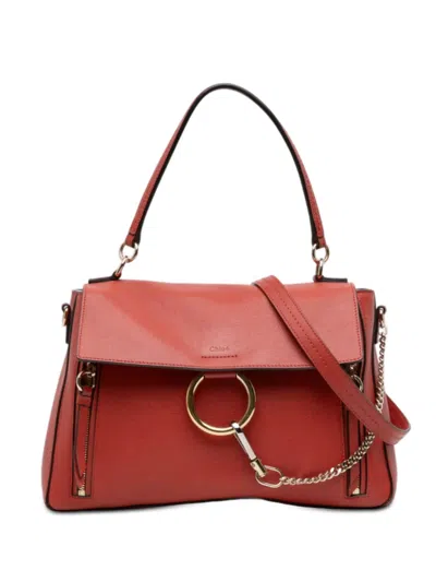 Pre-owned Chloé 2018 Medium Leather Faye Day Satchel In Red
