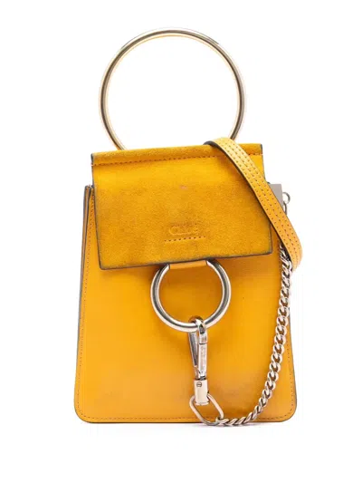 Pre-owned Chloé 2018 Mini Calfskin And Suede Faye Bracelet Bag Satchel In Yellow