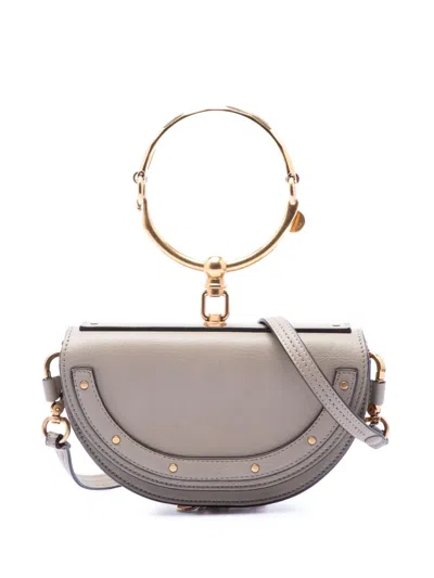 Pre-owned Chloé 2018 Mini Calfskin Nile Bracelet Satchel In Gray