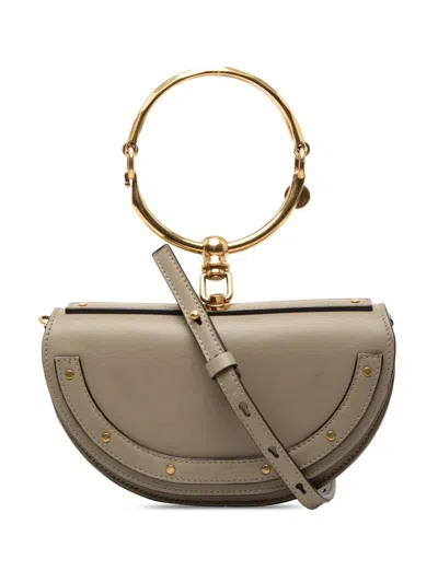 Pre-owned Chloé 2018 Mini Calfskin Nile Bracelet Satchel In Gray