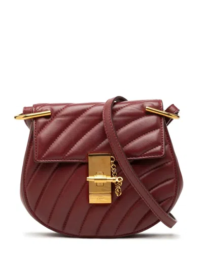 Pre-owned Chloé 2018 Mini Quilted Leather Drew Bijou Satchel In Red