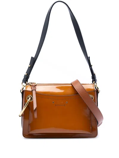 Pre-owned Chloé 2018 Small Patent Roy Satchel In Brown