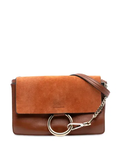 Pre-owned Chloé 2018 Small Suede And Calfskin Faye Crossbody Bag In Brown