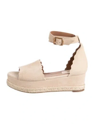Pre-owned Chloé 2018 Suede Espadrilles In Neutrals