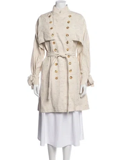 Pre-owned Chloé 2018 Tweed Pattern Trench Coat In Neutral