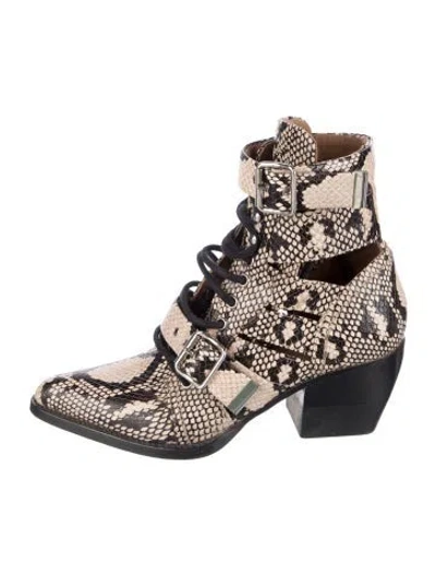 Pre-owned Chloé 2019 Leather Moto Boots In Neutral