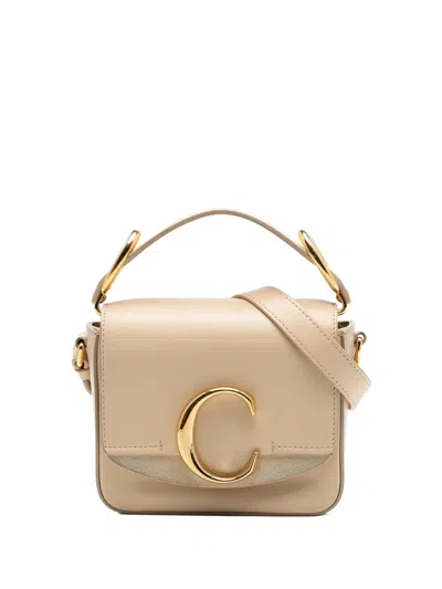 Pre-owned Chloé 2019 Mini Calfskin C Satchel In Neutral