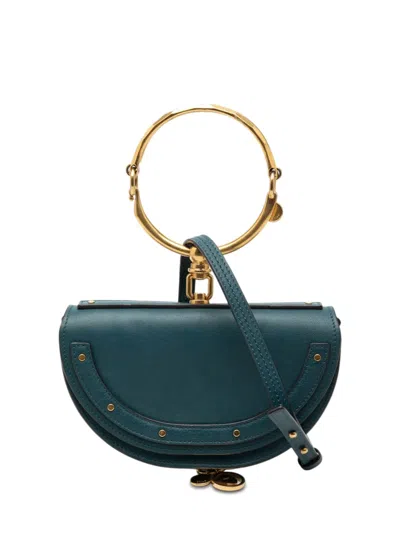 Pre-owned Chloé 2019 Mini Calfskin Nile Bracelet Satchel In Blue