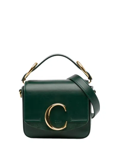 Pre-owned Chloé 2019 Mini Leather C Satchel In Green