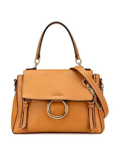Pre-owned Chloé 2019 Small Leather Faye Day Satchel In Brown