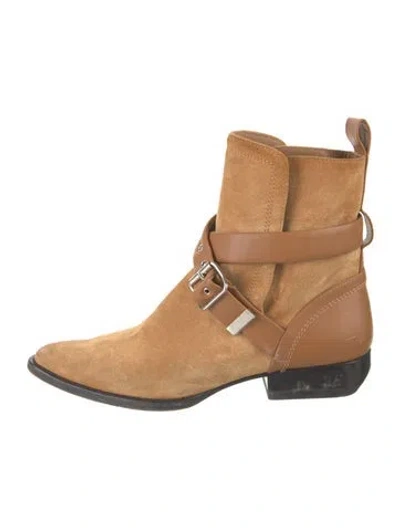 Pre-owned Chloé 2019 Suede Moto Boots In Neutral