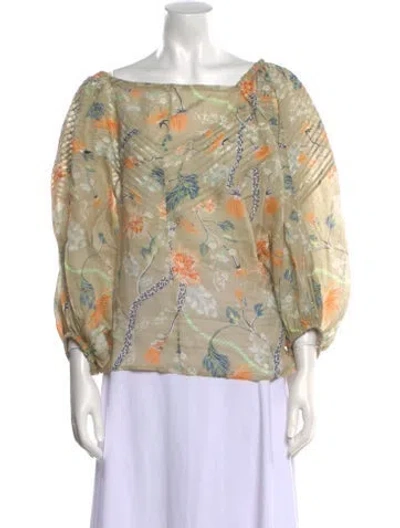 Pre-owned Chloé 2020 Floral Print Blouse In Green